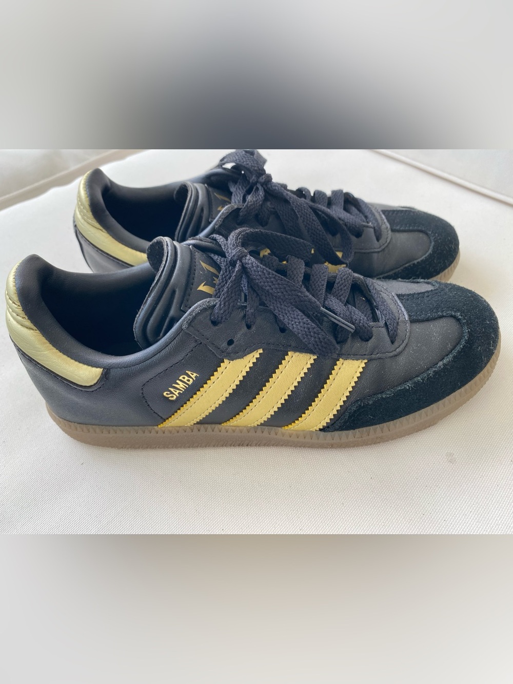 Adidas Messi Black and Gold Samba Sneakers